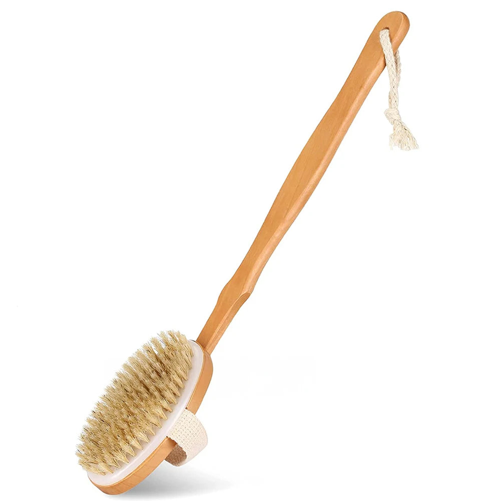 1Pc Wooden Detachable Long Handle Shower Body Brush Bathroom Wash Brushes Bathing Massager Back Exfoliating Brush Bath Tools