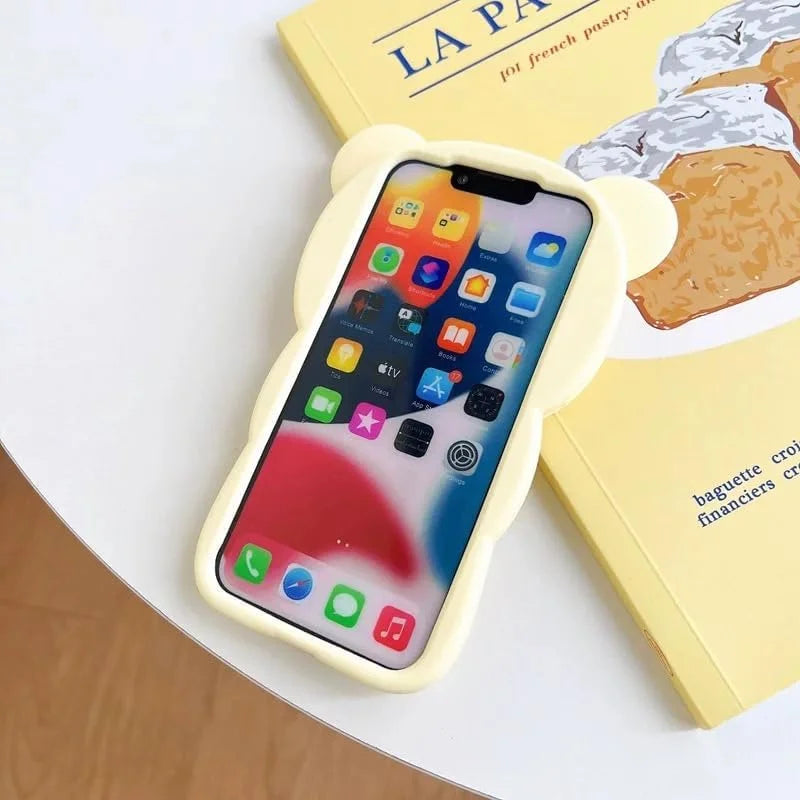 Ultra Thick Soft Silicone Case for Apple Teddy Bear Animal 3D Cartoon Japanese Cute Lovely Adorable Kawaii Kids Girls Women (Brown, for Iphone 11 Pro Max)