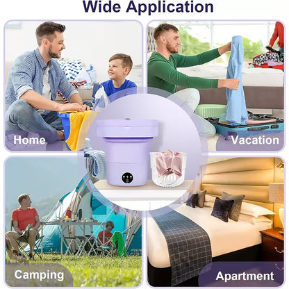 Portable Mini Foldable Washing Machine 8L with Spin Dryer and Drain Basket for Underwear Socks Baby Clothes Towels