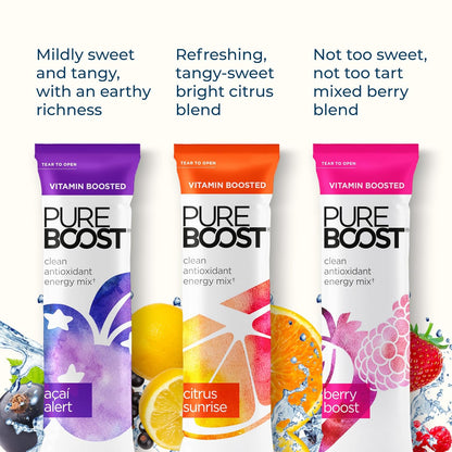 Clean Energy Booster, Refreshing Energy Drink Mix with B12 Vitamins, Electrolytes, Antioxidants, Sugar-Free with No Sucralose (Combo Pack, 30 Count)