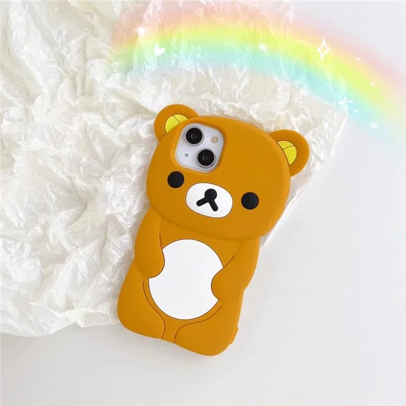 Ultra Thick Soft Silicone Case for Apple Teddy Bear Animal 3D Cartoon Japanese Cute Lovely Adorable Kawaii Kids Girls Women (Brown, for Iphone 11 Pro Max)