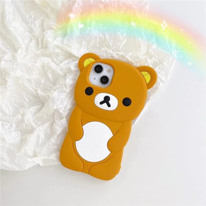 Ultra Thick Soft Silicone Case for Apple Teddy Bear Animal 3D Cartoon Japanese Cute Lovely Adorable Kawaii Kids Girls Women (Brown, for Iphone 11 Pro Max)