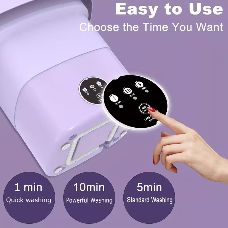 Portable Mini Foldable Washing Machine 8L with Spin Dryer and Drain Basket for Underwear Socks Baby Clothes Towels