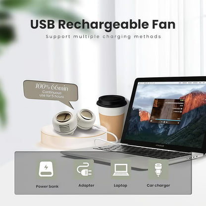 2025 New Portable Silent Mini Bladeless Electric Fan, Mini Bladeless Fan Clip On, 360° Rotatable, 3 Speeds, for Outdoor and Indoor (Beige)
