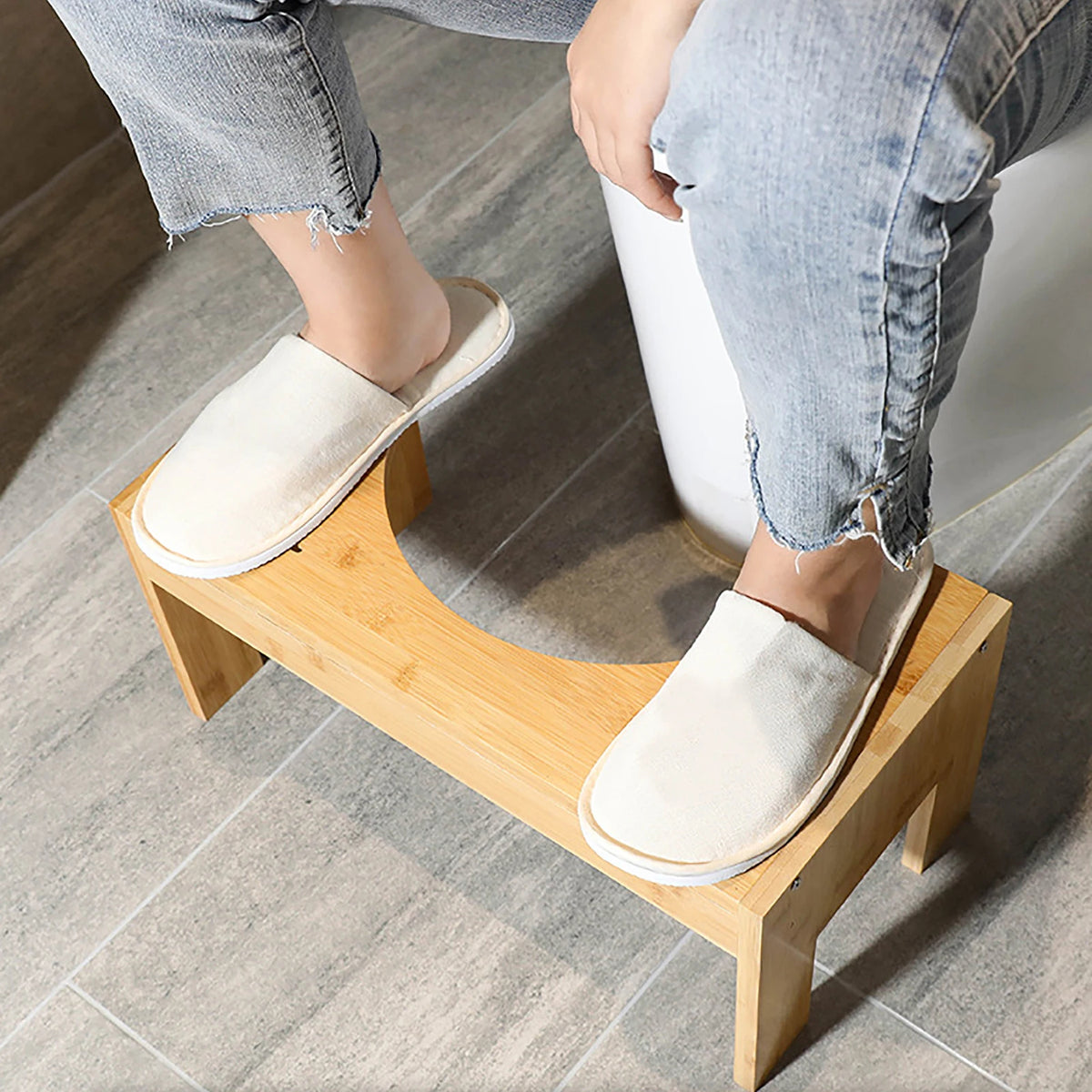 Bamboo Adjustable Toilet Stool For Pregnant People