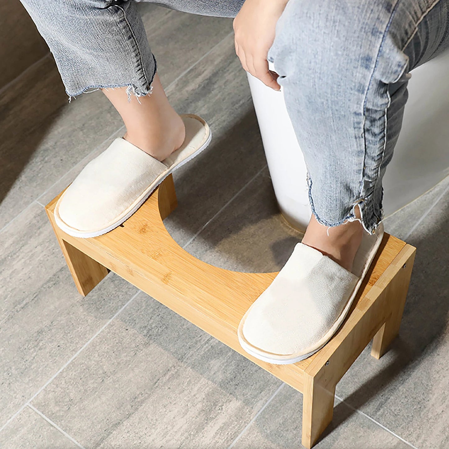 Bamboo Adjustable Toilet Stool For Pregnant People