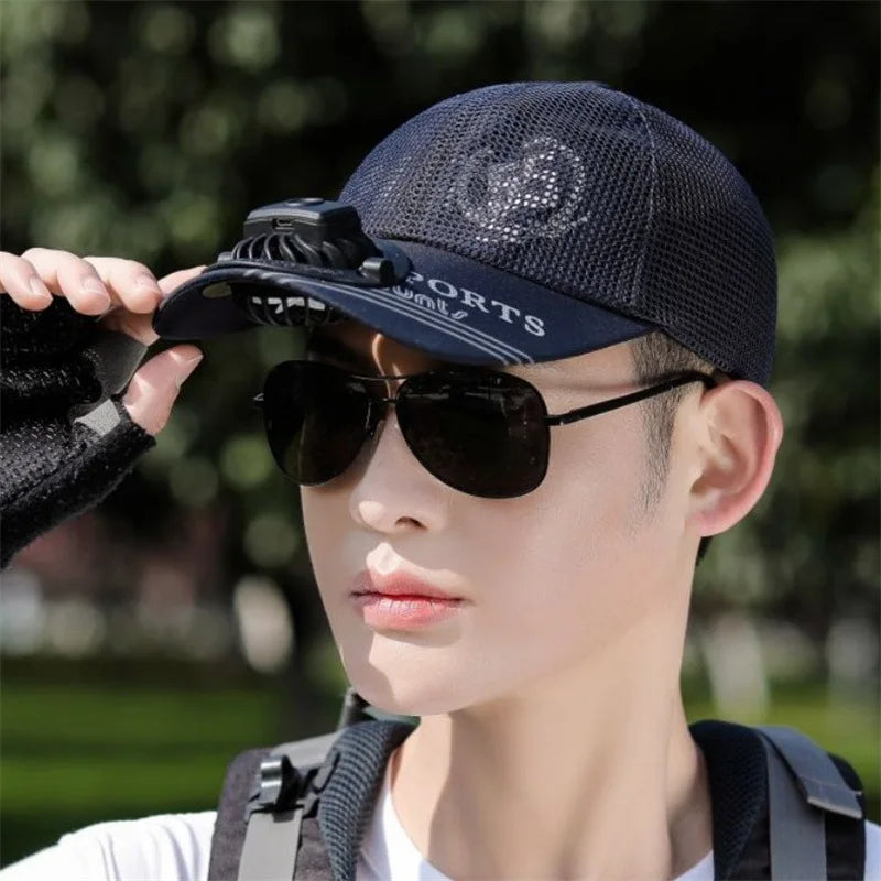 Hat with Fan Adult USB Charging Men'S Fishing Hat Sun Hat Female Summer Outdoor Sun Sun Protection Hat