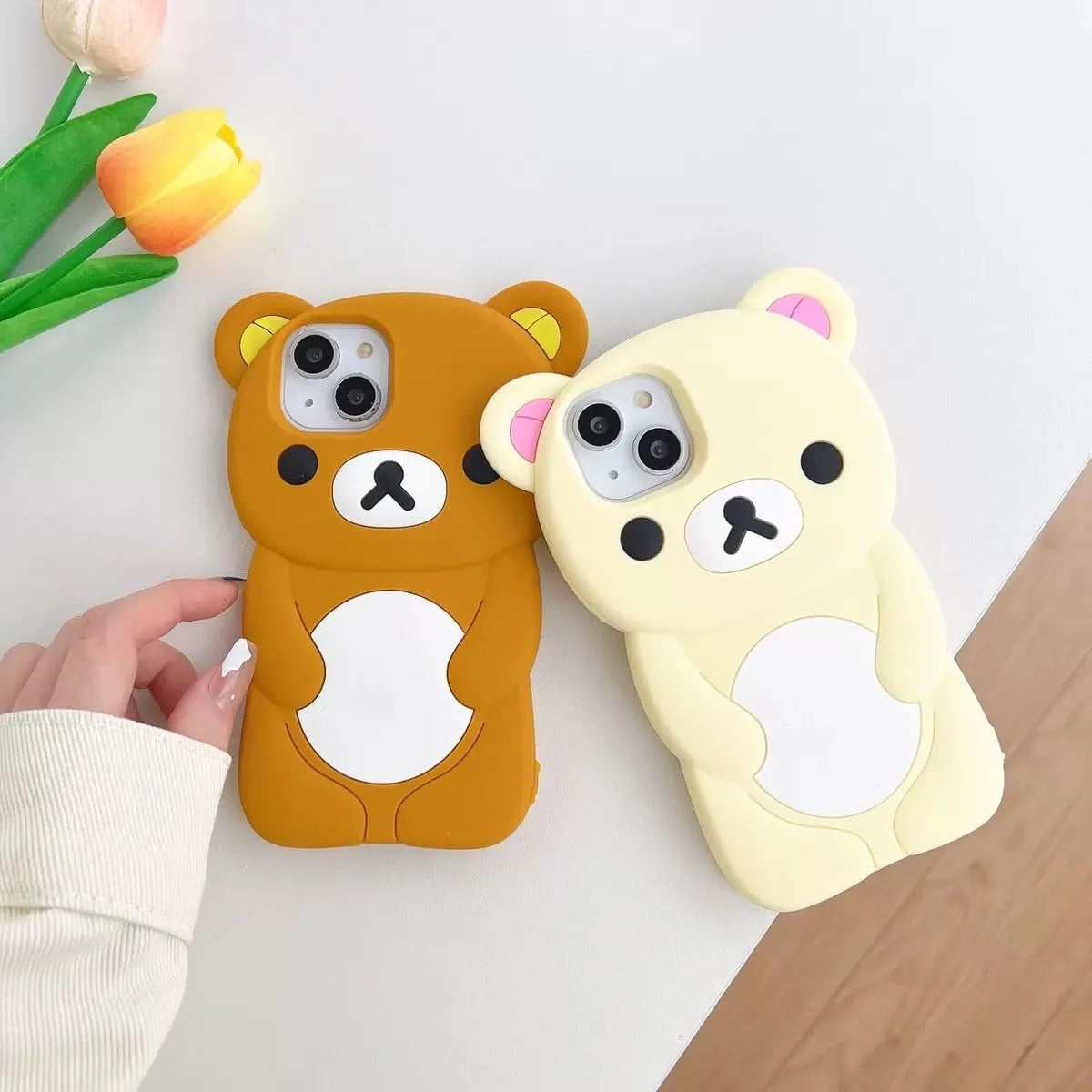 Ultra Thick Soft Silicone Case for Apple Teddy Bear Animal 3D Cartoon Japanese Cute Lovely Adorable Kawaii Kids Girls Women (Brown, for Iphone 11 Pro Max)