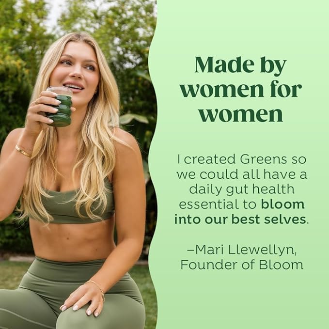 Bloom Nutrition Superfood Greens Powder, Digestive Enzymes with Probiotics and Prebiotics, Gut Health, Bloating Relief for Women, Chlorella, Green Juice Mix with Beet Root Powder, 30 SVG, Berry