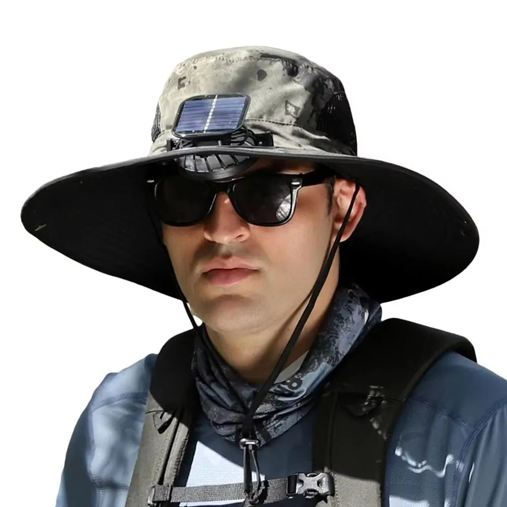 Sunscreen Sun Hat with Solar Fan Outdoor Wide Brim Sun Hat with Fan Upf50 USB Charging Wide Brim Sun Hat for Travel Outdoor