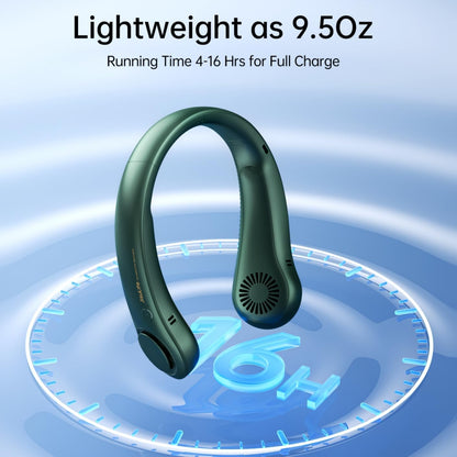 Portable Neck Fan, Hands Free Bladeless Fan, 5 Speeds, 4000 Mah Battery Operated Wearable Personal Fan, Twistable, Rechargeable, Gift for Women Men-Dark Green