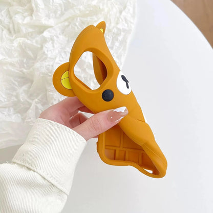 Ultra Thick Soft Silicone Case for Apple Teddy Bear Animal 3D Cartoon Japanese Cute Lovely Adorable Kawaii Kids Girls Women (Brown, for Iphone 11 Pro Max)