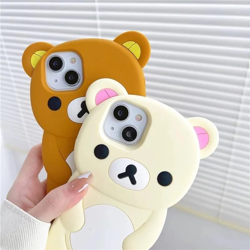 Ultra Thick Soft Silicone Case for Apple Teddy Bear Animal 3D Cartoon Japanese Cute Lovely Adorable Kawaii Kids Girls Women (Brown, for Iphone 11 Pro Max)