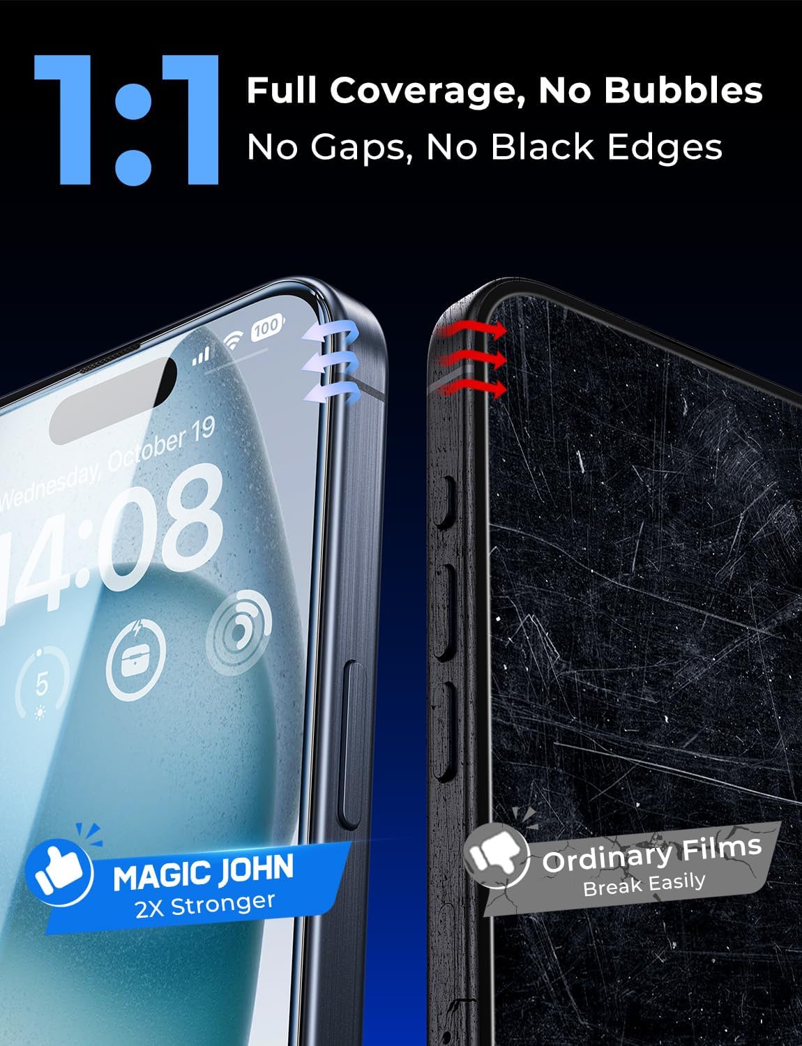 2 Pack for Iphone 15 Tempered Glass Screen Protector 6.1 Inch [Not Max], Auto Dust-Elimination Installation, Bubble Free, Dynamic Island Compatible, HD Clear, Easy Installation