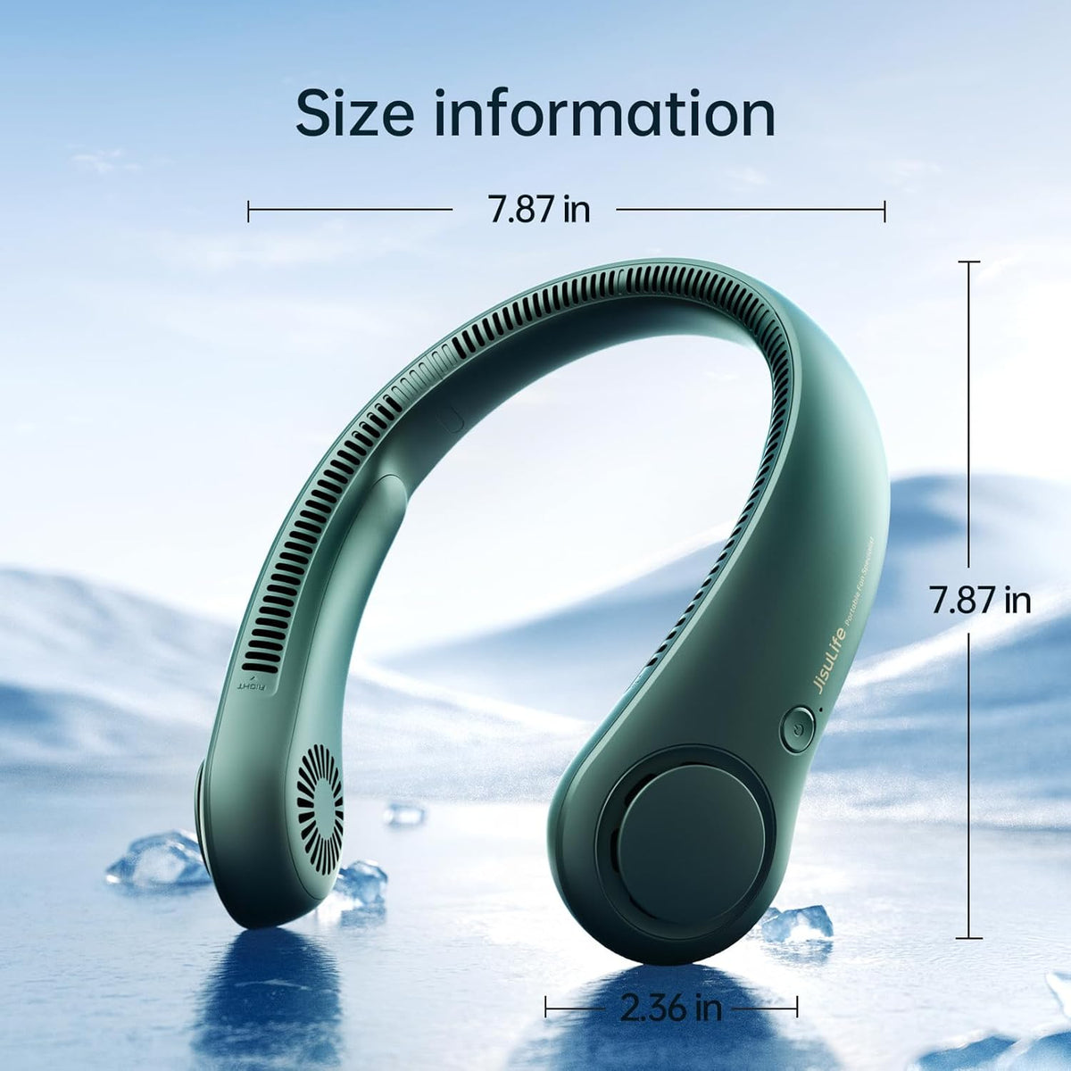 Portable Neck Fan, Hands Free Bladeless Fan, 5 Speeds, 4000 Mah Battery Operated Wearable Personal Fan, Twistable, Rechargeable, Gift for Women Men-Dark Green