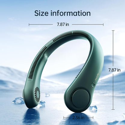 Portable Neck Fan, Hands Free Bladeless Fan, 5 Speeds, 4000 Mah Battery Operated Wearable Personal Fan, Twistable, Rechargeable, Gift for Women Men-Dark Green