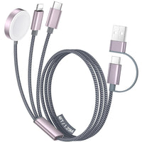 Temdan for Travel Essentials,3 in 2 USB C Cable for Apple Watch Charger/iPhone 17 Charger/Lightning,Multi Charging Cable Cord,Vacation Camping Essentials,Portable Designed for iWatch &iPhone 16-12-4FT
