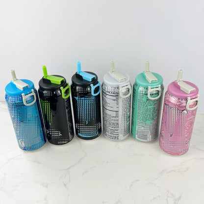 6 Pack Soda Can Lids with Straws,Inspired by Energy Drink Can Colors, Reusable BPA-Free Can Tops for Energy Drink, Soda, Juice, Beer – Fits Standard.