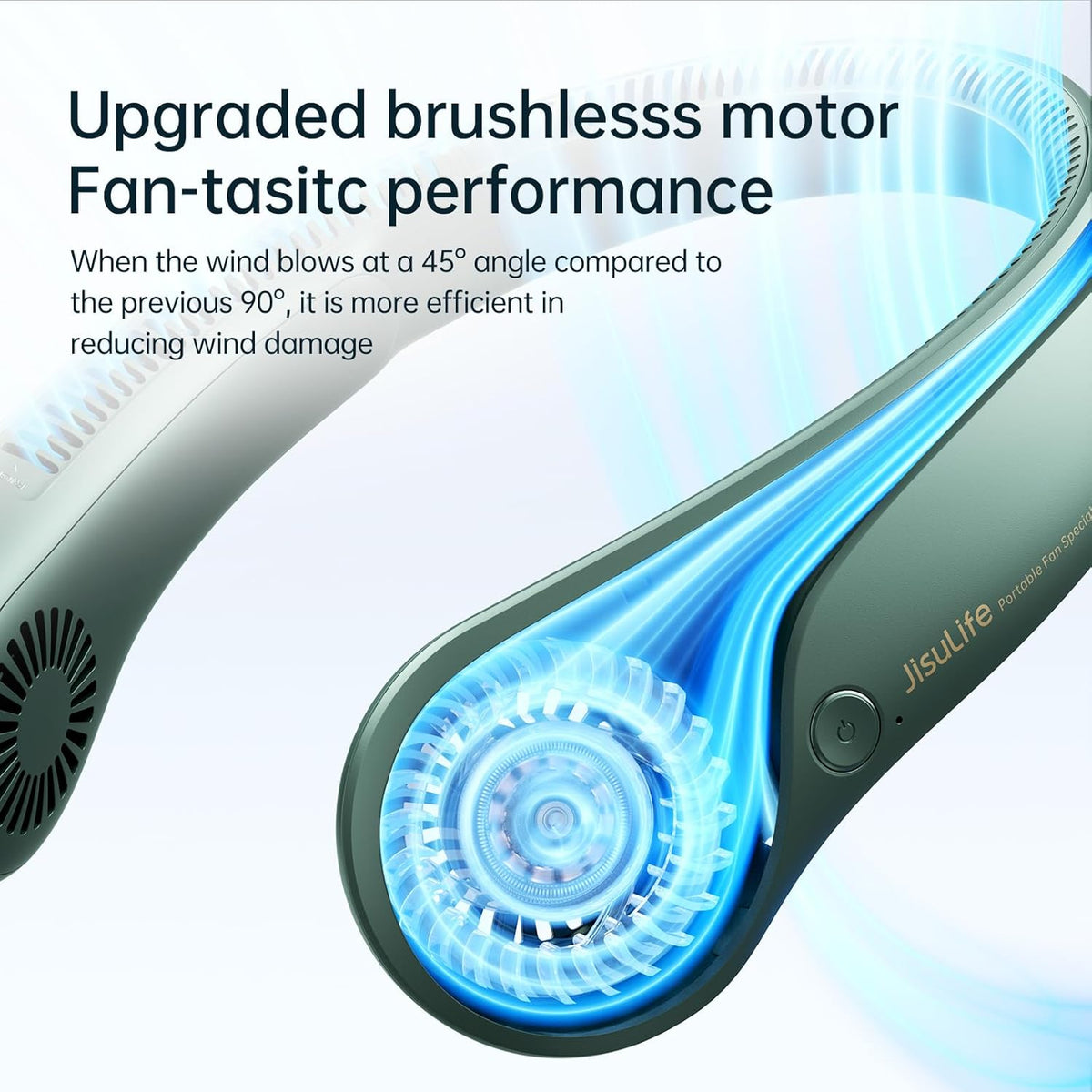 Portable Neck Fan, Hands Free Bladeless Fan, 5 Speeds, 4000 Mah Battery Operated Wearable Personal Fan, Twistable, Rechargeable, Gift for Women Men-Dark Green