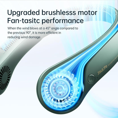 Portable Neck Fan, Hands Free Bladeless Fan, 5 Speeds, 4000 Mah Battery Operated Wearable Personal Fan, Twistable, Rechargeable, Gift for Women Men-Dark Green
