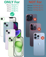 for Iphone 15 Phone Case: for Iphone 14 & 13 & 16E Case Military Shockproof Protective Rugged Cell Phone Cover with Kickstand & Belt-Clip Holster, Heavy Duty Hard Cases 5G - 6.1 Inch Black