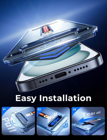 2 Pack for Iphone 15 Tempered Glass Screen Protector 6.1 Inch [Not Max], Auto Dust-Elimination Installation, Bubble Free, Dynamic Island Compatible, HD Clear, Easy Installation