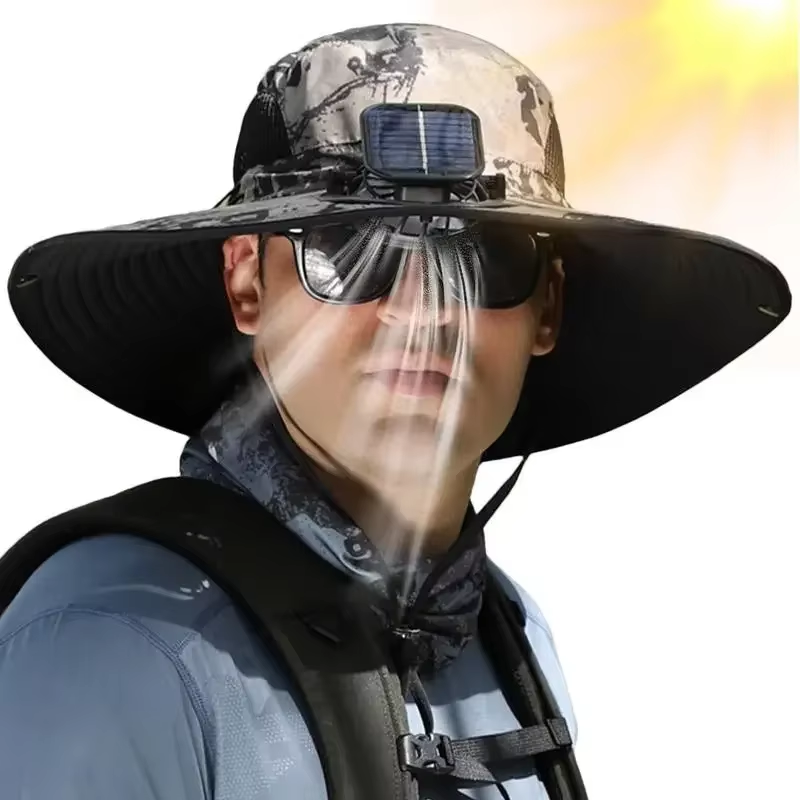 Sunscreen Sun Hat with Solar Fan Outdoor Wide Brim Sun Hat with Fan Upf50 USB Charging Wide Brim Sun Hat for Travel Outdoor