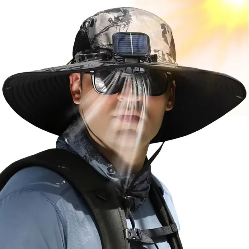 Sunscreen Sun Hat with Solar Fan Outdoor Wide Brim Sun Hat with Fan Upf50 USB Charging Wide Brim Sun Hat for Travel Outdoor