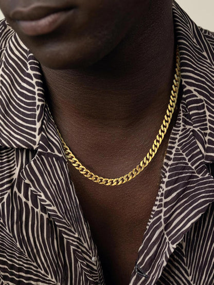 Men Curb Chain Necklace 18K Gold Plated/Stainless Steel/Black Chunky Double Tight Cuban Link Hip Hop Neck Chains for Men Boys 3.5MM/5MM/6MM/7MM/9MM/12MM 14''-30'' 8 Length Options (Send Gift Box)
