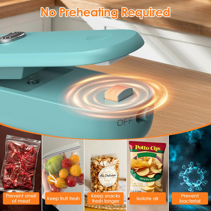 Feppo 2 Pack Bag Sealer, Mini Bag Sealer 2 In 1 Handheld Chip Bag Sealer Heat Seal And Cutter With Lanyard, Portable Resealer Fo