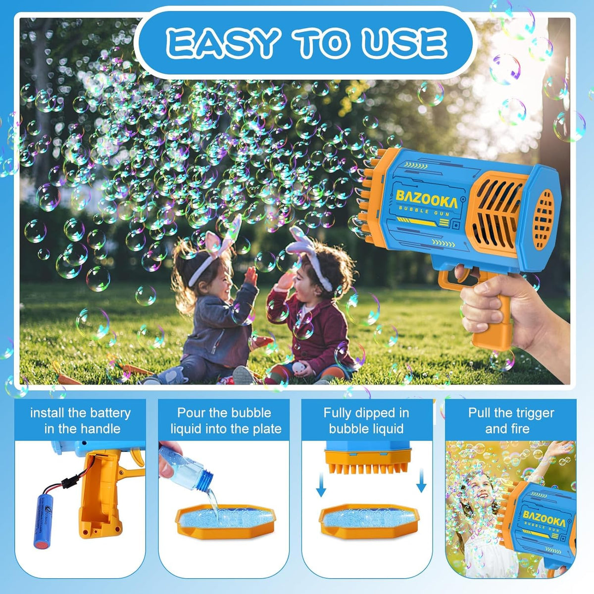 Bubble Machine Gun Bubble Gun with Colorful Lights and Thousands Bubbles, Outdoor Toy Birthday Party