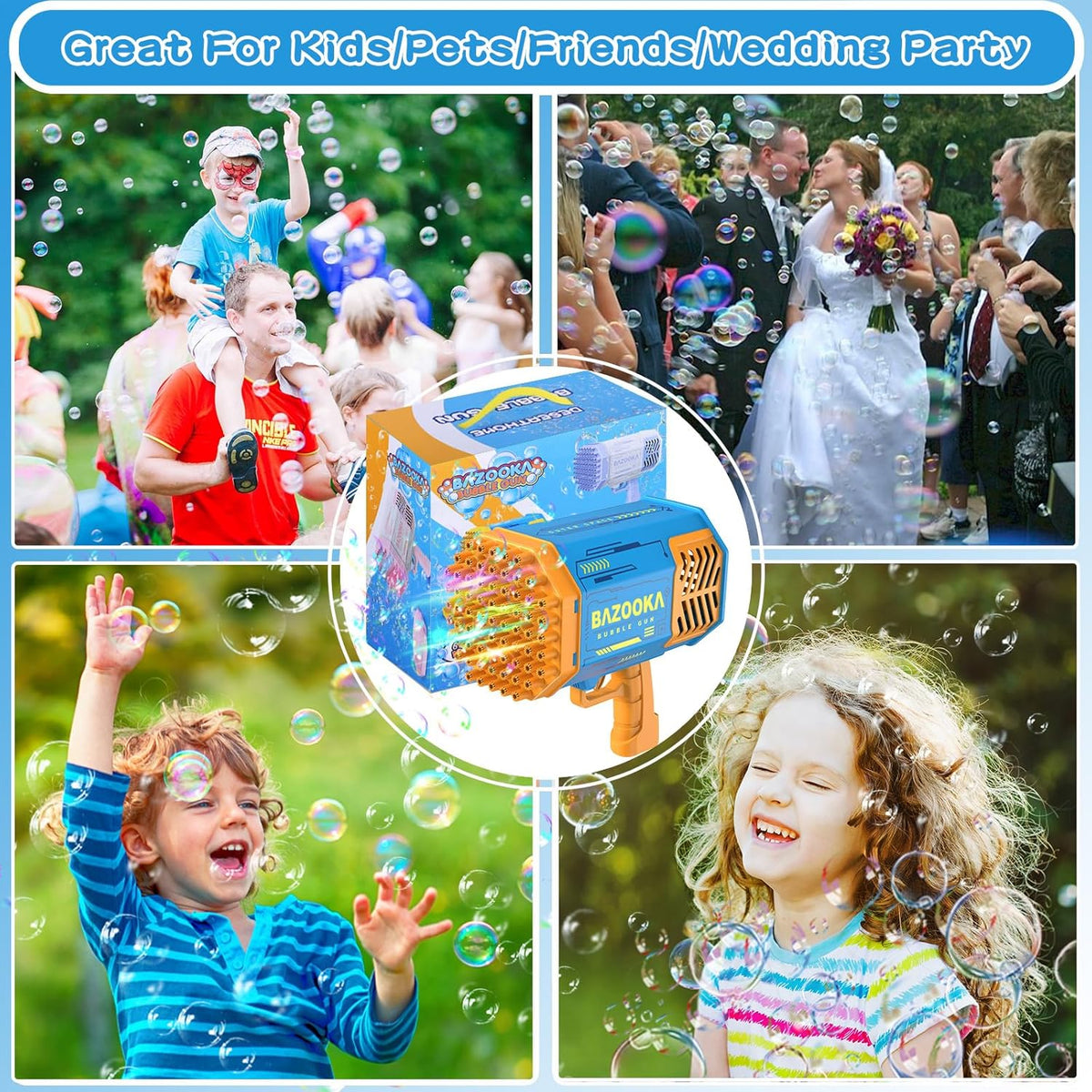Bubble Machine Gun Bubble Gun with Colorful Lights and Thousands Bubbles, Outdoor Toy Birthday Party