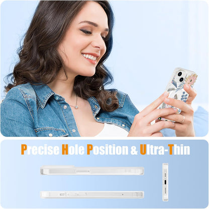 Magnetic Iphone 13/14 Case Floral, Cute Clear Flower Cover for Women Girls Luxury Elegant Soft Plating Shockproof Protective Cover Phone Case, Blossom