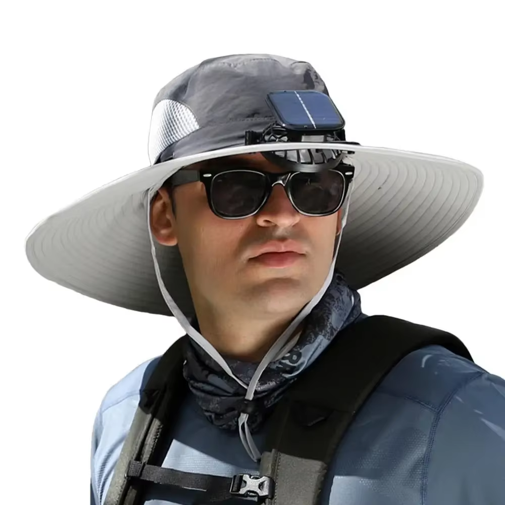 Sunscreen Sun Hat with Solar Fan Outdoor Wide Brim Sun Hat with Fan Upf50 USB Charging Wide Brim Sun Hat for Travel Outdoor