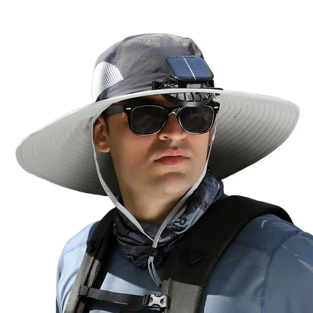 Sunscreen Sun Hat with Solar Fan Outdoor Wide Brim Sun Hat with Fan Upf50 USB Charging Wide Brim Sun Hat for Travel Outdoor