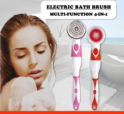NEW 4-In-1 Electric Bath Brush Long Handle Waterproof Body Cleansing Brush Massage Home Shower Clean Spa System Health Care