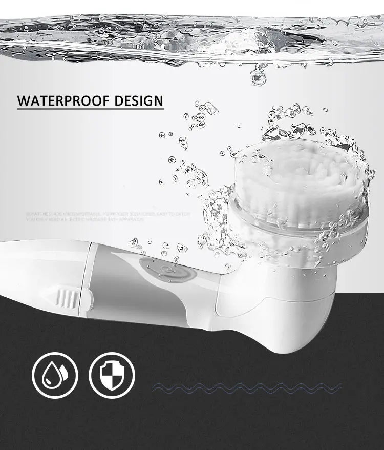 NEW 4-In-1 Electric Bath Brush Long Handle Waterproof Body Cleansing Brush Massage Home Shower Clean Spa System Health Care