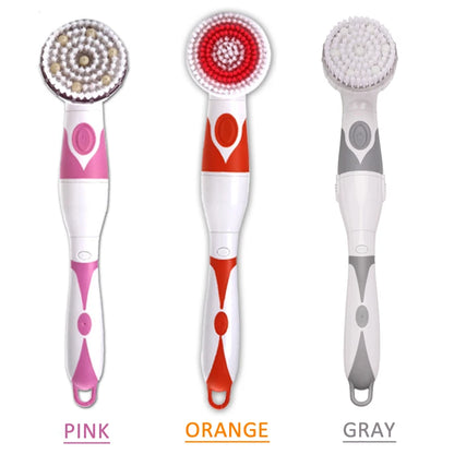 NEW 4-In-1 Electric Bath Brush Long Handle Waterproof Body Cleansing Brush Massage Home Shower Clean Spa System Health Care