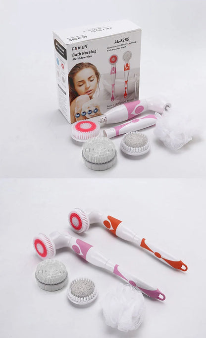 NEW 4-In-1 Electric Bath Brush Long Handle Waterproof Body Cleansing Brush Massage Home Shower Clean Spa System Health Care