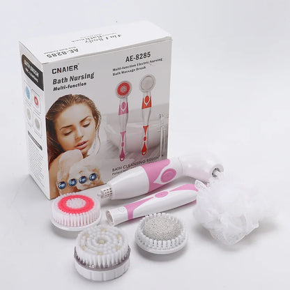NEW 4-In-1 Electric Bath Brush Long Handle Waterproof Body Cleansing Brush Massage Home Shower Clean Spa System Health Care