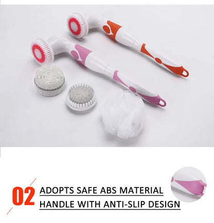 NEW 4-In-1 Electric Bath Brush Long Handle Waterproof Body Cleansing Brush Massage Home Shower Clean Spa System Health Care