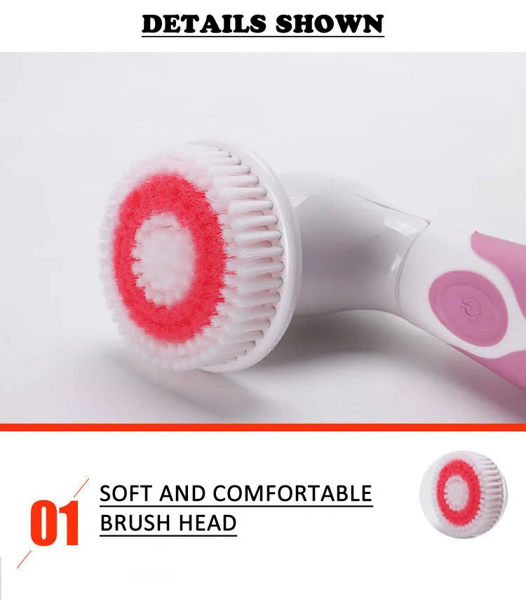 NEW 4-In-1 Electric Bath Brush Long Handle Waterproof Body Cleansing Brush Massage Home Shower Clean Spa System Health Care