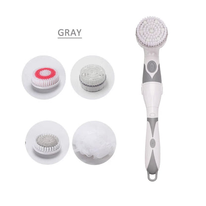 NEW 4-In-1 Electric Bath Brush Long Handle Waterproof Body Cleansing Brush Massage Home Shower Clean Spa System Health Care