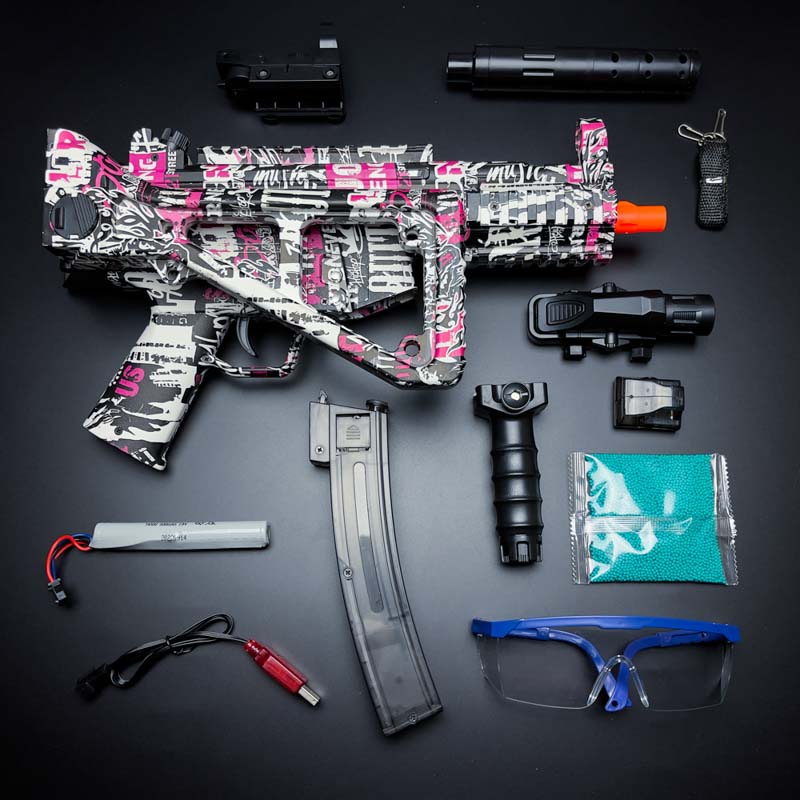 MP5K Gel Balls Blaster Toys Electric Foam And Automatic Goggles and Ammo Drum, Outdoor Activities Shooting Game Party for Kids 14+ Water Blaster Inflatable Water