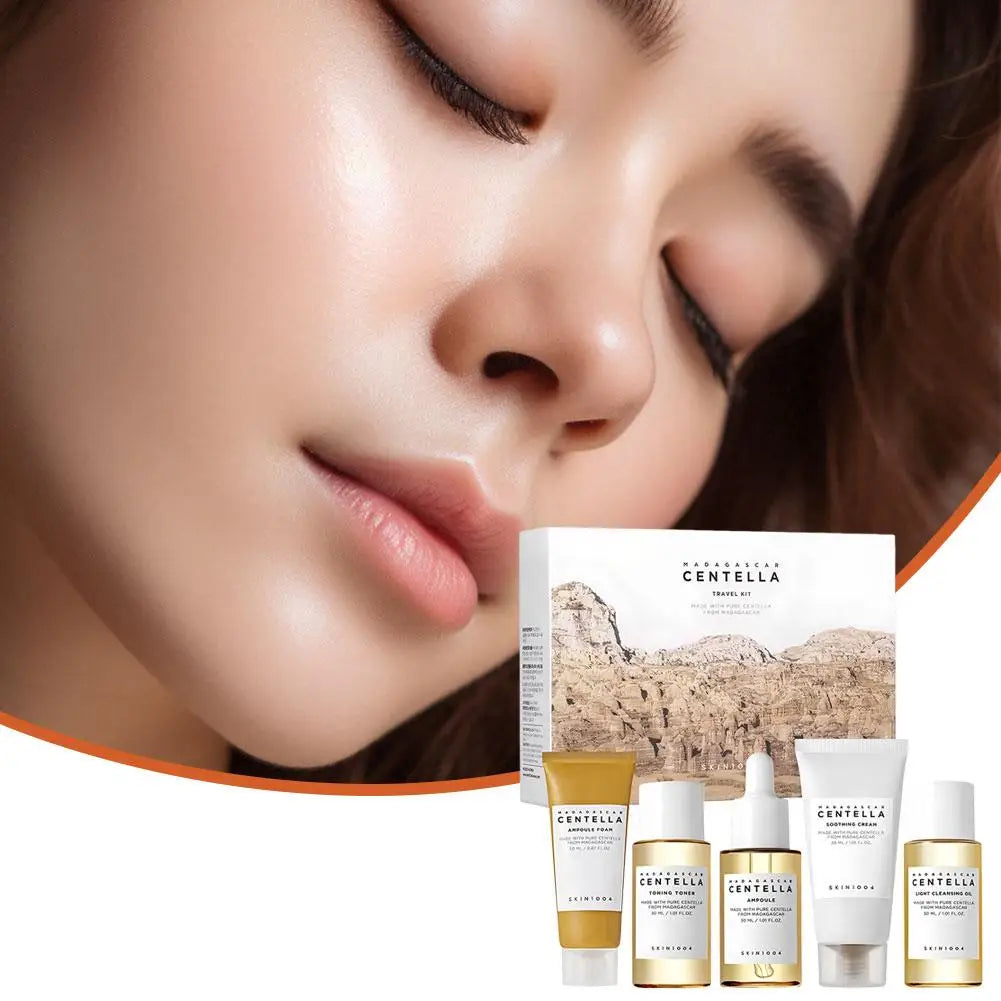 Centella Asiatica Skincare Travel Set 5 items - Toner Whitening Cream Cleansing Oil Cleanser Gently Repair The Skin Barrier