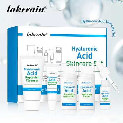 5-piece Set Hyaluronic Acid Skincare Set Essence Cleanser Eye Cream Face Cream Hydrating Moisturizing Repair Skin Care Product