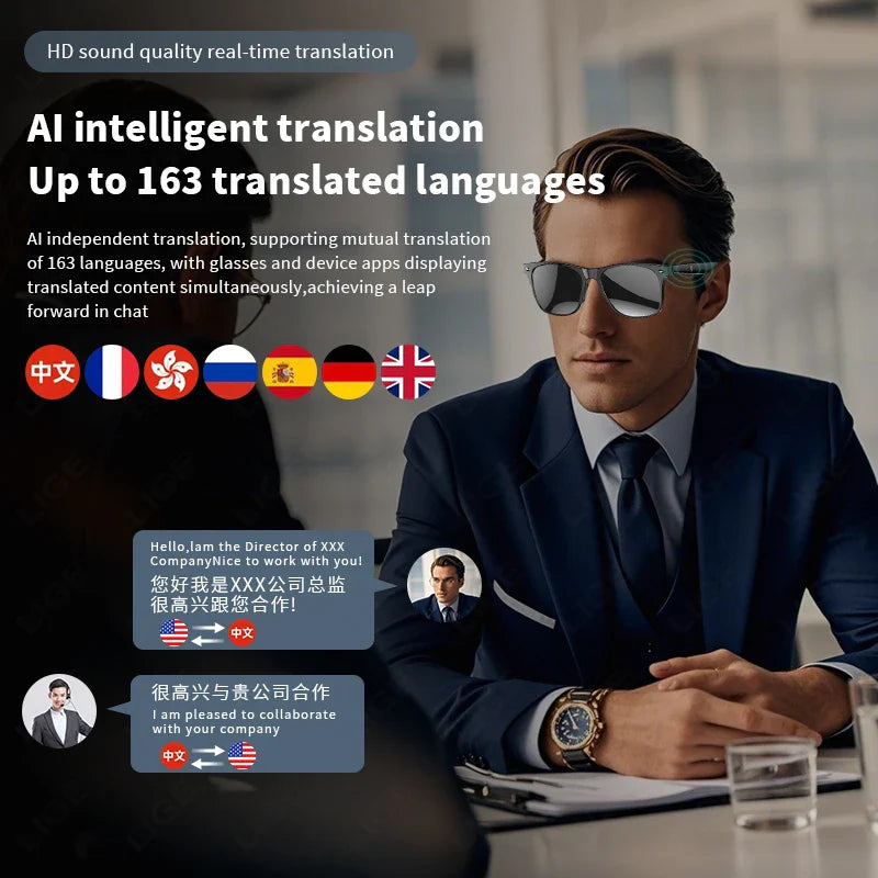 2025 AI Smart Glasses AI intelligent Voice Video Real-time Translation AI Conversation Q&A AI Intelligent Translation Women Men