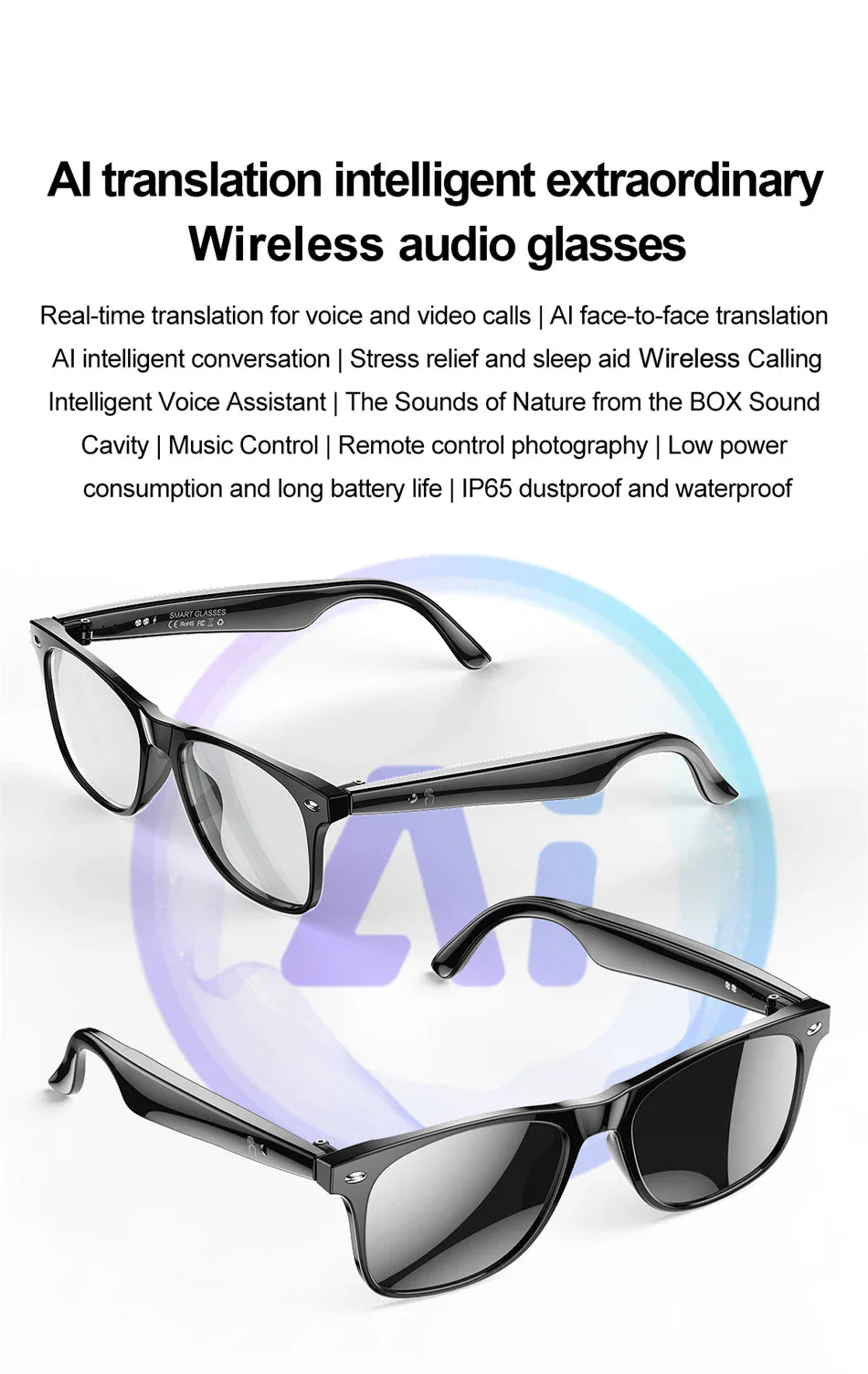 2025 AI Smart Glasses AI intelligent Voice Video Real-time Translation AI Conversation Q&A AI Intelligent Translation Women Men