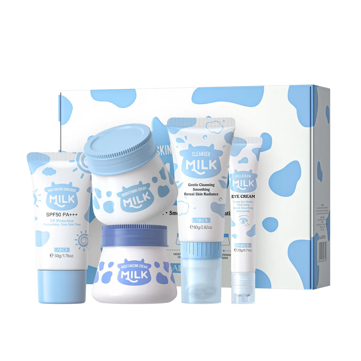 LAIKOU Milk Skincare Set 5 Pieces Nourishing Hydrating Moisturizing Brightening Facial Lasting Care Skincare Set