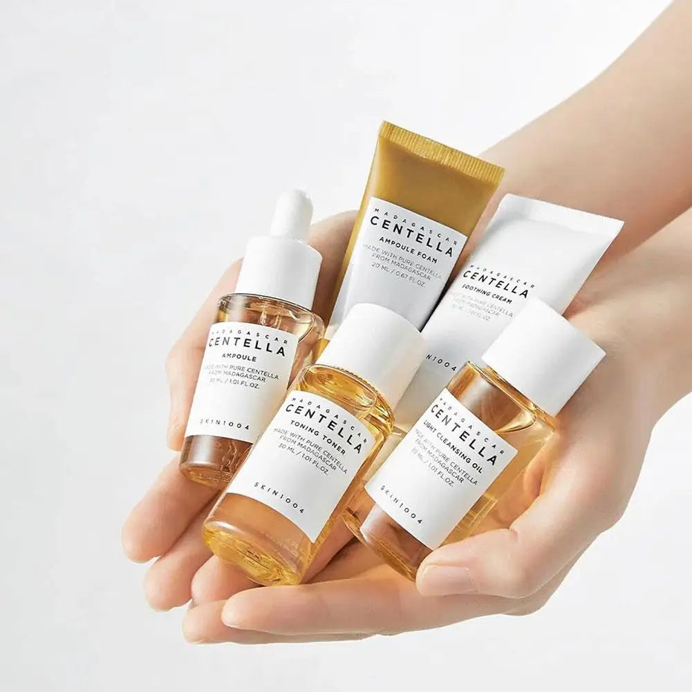 Centella Asiatica Skincare Travel Set 5 items - Toner Whitening Cream Cleansing Oil Cleanser Gently Repair The Skin Barrier